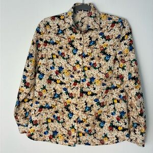 Vintage Floral Button-Down Blouse
